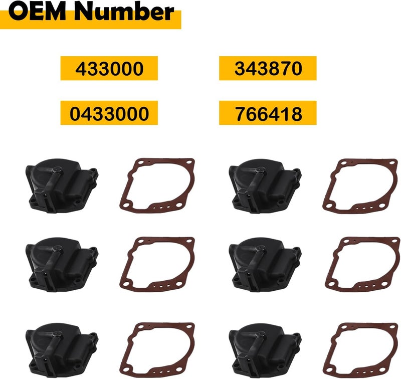 Elsoon 343870 433000 766418 0433000 6Pcs Carburetor Float Chamber Carb Bowl with 335070 Gasket Compatible with Johnson Evinrude 90-100-105-115-135-150-175HP - Image 2